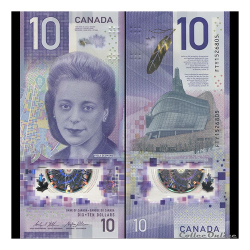 Billete De Canadá, 10 Dólares, Polímero. 2018. Jp