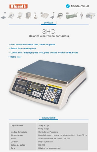 Balanza Electronica Pesadora Y Contadora Shc 60 Kg X 2 Gr