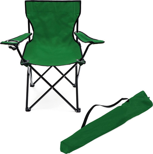 Silla Plegable Camping Playa Piscina Pesca Con Porta Vasos Color Verde