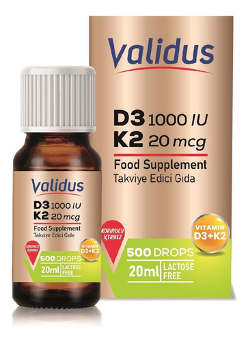 Validus Gotas Vitamina D3 Y K2 20 Ml
