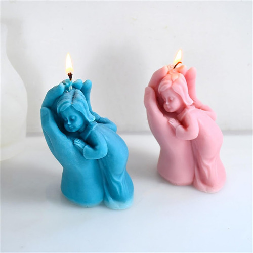 Molde Silicona Vela Bebe En Manos De La Madre