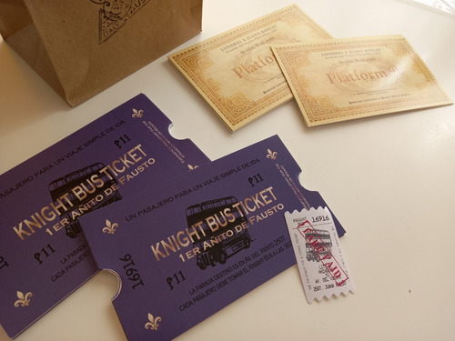 Invitación Harry Potter Knight Bus Ticket  Eventos