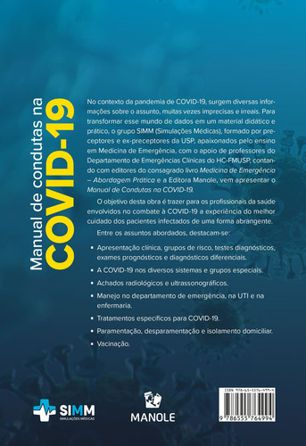 Manual de condutas na COVID-19, de Marino, Lucas Oliveira. Editorial Editora Manole LTDA, capa mole em português, 2021