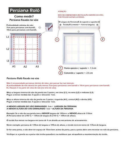 Cortina Rolo Blackout 2,50 L X 1,30 A 100% Blecaute 0% Luz