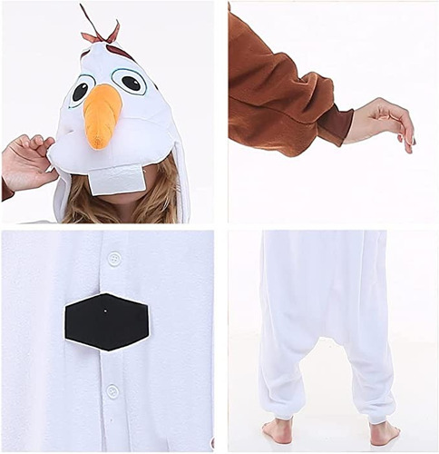 Disfraz Pijama Mameluco Mono De Nieve Olaf Frozen Adultos