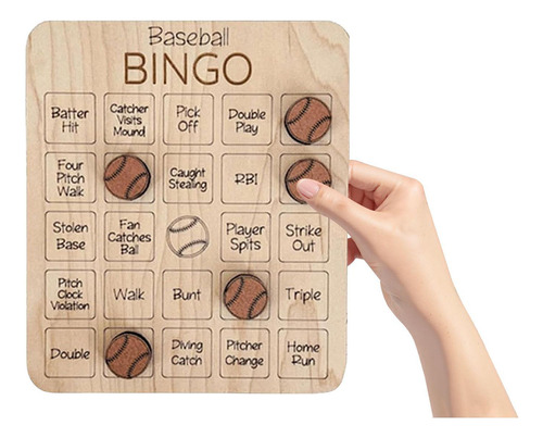 Juego De Bingo De Madera, Juego De Mesa Familiar Béisbol