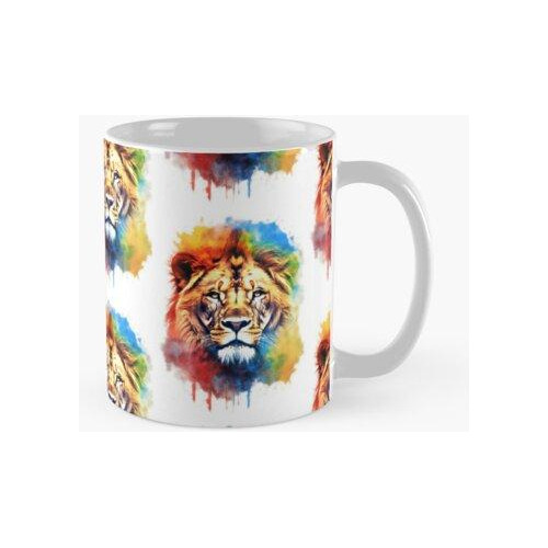 Taza León - Arte Colorido De La Acuarela Calidad Premium