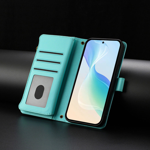 Funda Tipo Cartera De Piel Con Cierre De 9 Ranuras Para Huawei Nova Y70/y90, 6 Colores, Función Atril, Desmontable, Correa De Muñeca