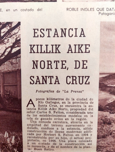 Estancia Killik Aike Norte Rio Gallegos Santa Cruz En 1966
