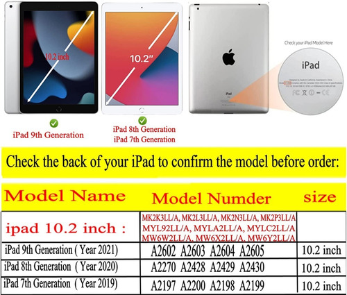 Funda Para Ipad De 10,2 Pulgadas De 7.ª/8 A2197, A2200 A2198