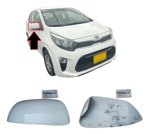 Kia All New Picanto Tapa Carcaza Retrovisor Pasajero Blanca