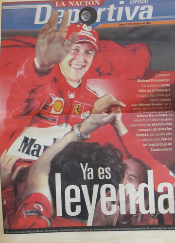 Lote Afiche Schumacher + Formula 1 Campeón Mundial La Nacion