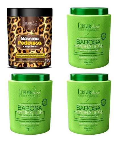 Kit 1 Máscara Poderosa E 3 Babosa 1kg - Forever Liss 