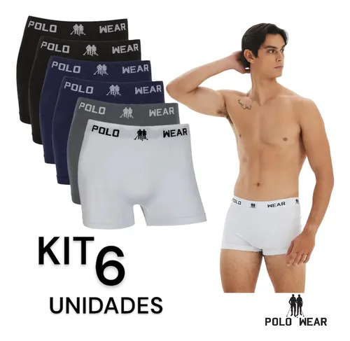 MLB 4123815655 Cueca Masculina Boxer Kit 6 Unidade Box Microfibra Polo Wear JM
