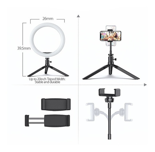 Aro De Luz Led Multicolor 26cm Control Remoto Mini Tripode