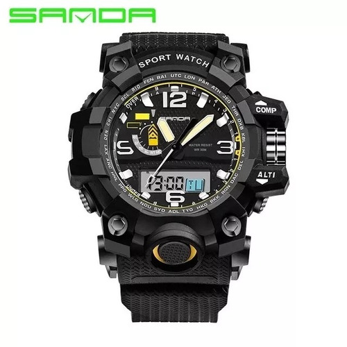Relógio Esportivo Preto Aprova D Água Masculino Digital Led