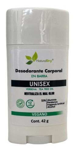 Desodorante Naturaldry Unisex En Barra Corporal 42g Vegano 