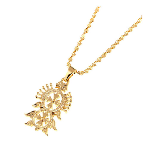 Collar Con Colgante De Cruz Etíope En Oro Cb For Mujer Y Ho