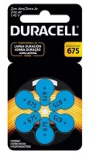 Duracell Pila auditiva 675, zinc aire 1.45V, 6 pilas