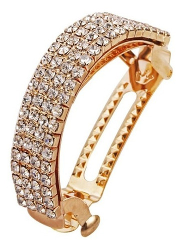 1  Presilha De Cabelo Com Strass Ouro Ou Prata Para Rabo 