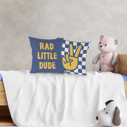 Juego De 2 Fundas De Almohada Cuadros Amarillos Y Azule...