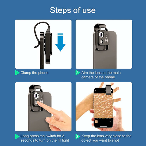 Accesorio De Microscopio Para Teléfono Celular 200x Con Lent
