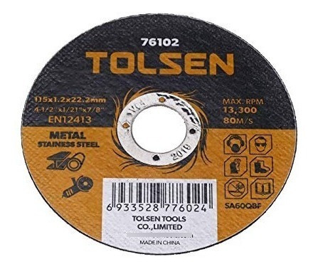 Disco De Corte Ultra Fino Metal 4-1/2  X1/21 X7/8 Tolsen  