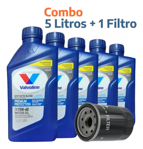 Aceite 15w40 Semi Sintetico Valvoline Pack 5lts + Filtro