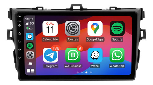 Central Multimidia Toyota Corolla 2009 A 2013 Android 13 9p