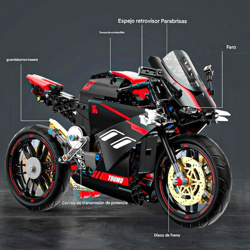 Moto Ducati Kawasaki Para Armar Construcción Technic Dat V4 809 Ducati Dat V4