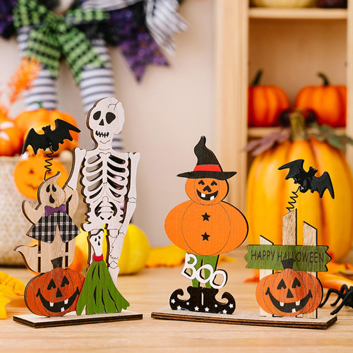 Centros De Mesa De Madera De Halloween Con Murciélago