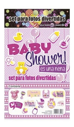 Set Para Fotos Props Divertidas Baby Shower Rosa