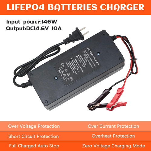 Cargador De Batería Lifepo4 14.6v 10a Con Protección Integra