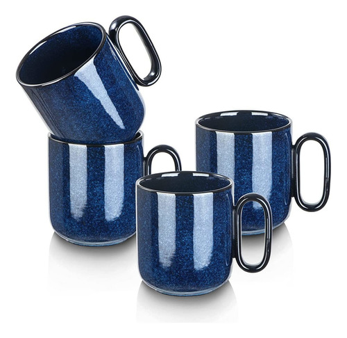 Juego De Tazas De Café Vicrays De Porcelana Con 4 Asas (azul