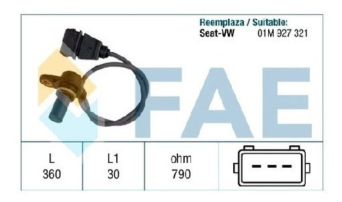 Sensor Rpm Fae Audi A3 Volkswagen Bora 2.0 I Golf 4 1.6i