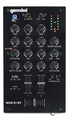 Mixer Dj Analógico 2 Canais 3 Vias Bluetooth Gemini Mxr01bt