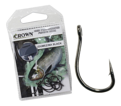 Anzol Pesca Idumezina Black 15 Crown Com 10 Unidades