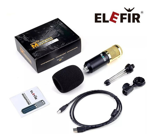 Imagen 2 de 10 de Micrófono Condenser Elefir F800 Rgb Usb Profesional Premium