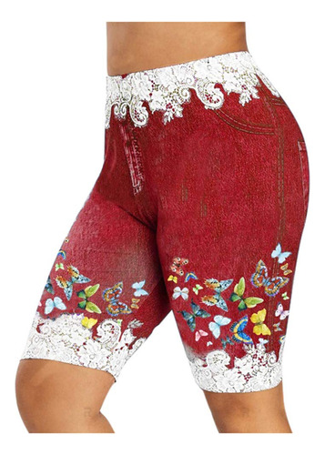 Bermuda Para Mujer Cintura Alta Estampado Floral Pantalon