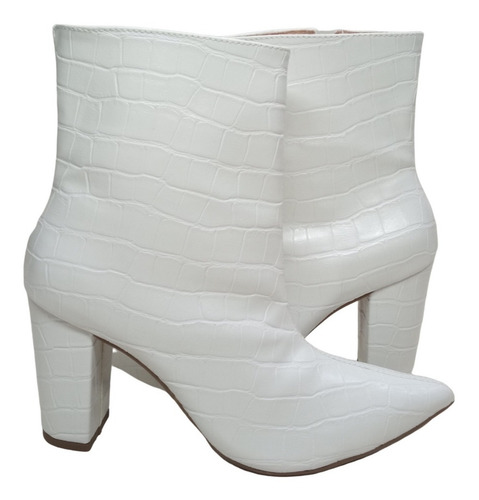 Imagem 3 de 7 de Bota Coturno Feminina Croco Salto Alto Grosso Cano Curto Top