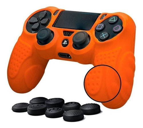 Ps4 Funda Expert Silicona Playstation 4 + 8 Grips Color Naranja