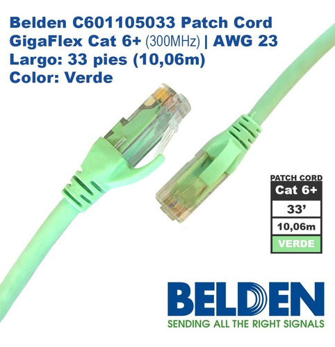 Belden C601105033 Patch Cord Cat6+ 10,06m | 33' Verde