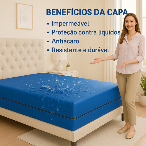 Capa De Colchão Casal Impermeável, Antialérgica, Com Zíper