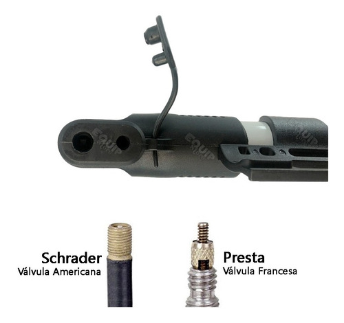 Imagen 2 de 3 de Mini Inflador Bicicleta Aluminio Doble Valvula Pico Pelota