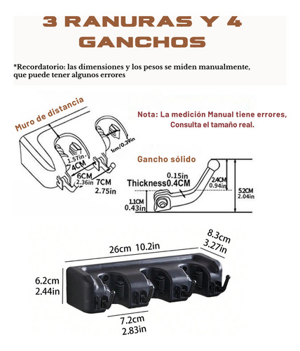 Organizador Con Trapeadores Y 3 Espacios Para Colgar Escobas