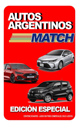 Cartas Naipes Autos Arg.  Con Autos Actuales! Match 4/cromy 