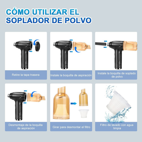 Soplador De Aire Recargable,2 En 1 Plumero De Aire Aspirador