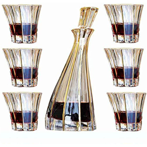 Set Decantador Whisky 6 Copas Cristal 28.8 Oz