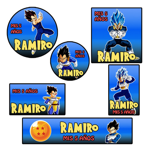 Kit 144 Stickers Vegeta Dragon Ball Candy Bar Etiqueta 