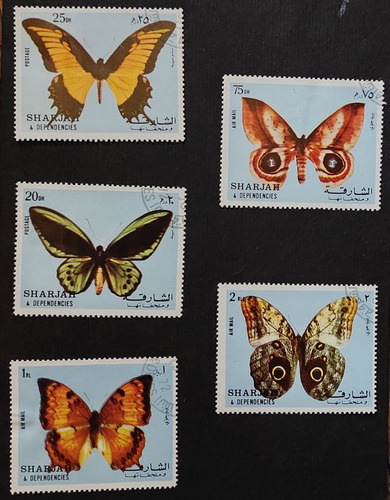 Estampilla Selllo Mariposa Sharjah Emiratos Árabes Lote